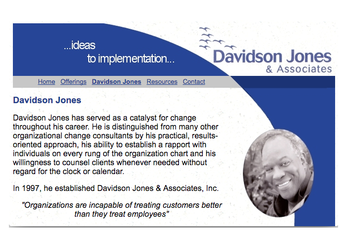 Screen shot of Davidson Jones' website