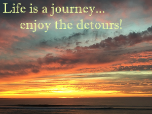 Responsive image of Sunset over ocean - Life is a journey...enjoy the detours!